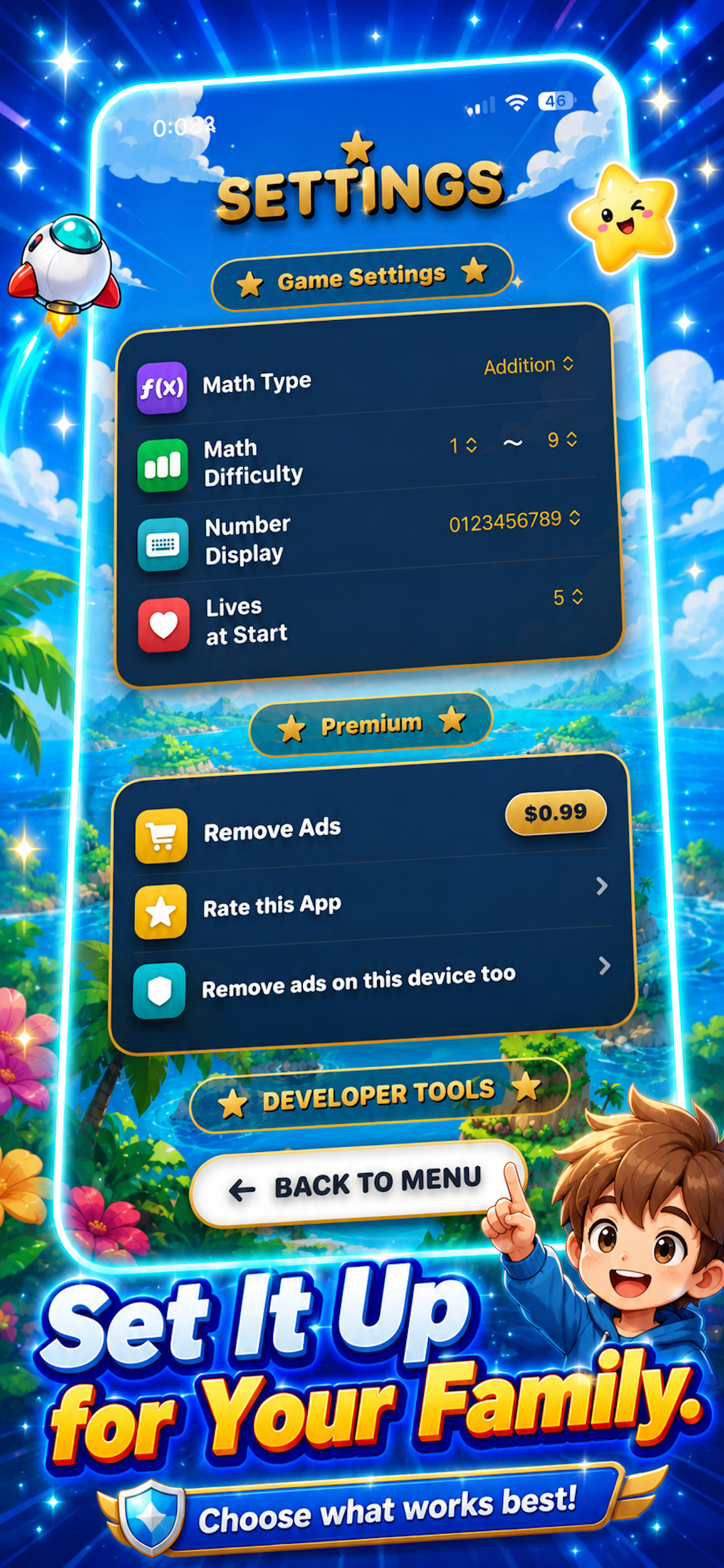 Settings screen